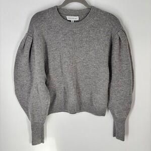 Something Navy Minnie Puff Sleeve Wool Cashmere Sweater Soft Coquette Sz L Cozy